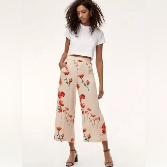 Aritzia Wilfred Goji Floral Faun Pants in Denude - Wide Leg Crop - Picture 13 of 13